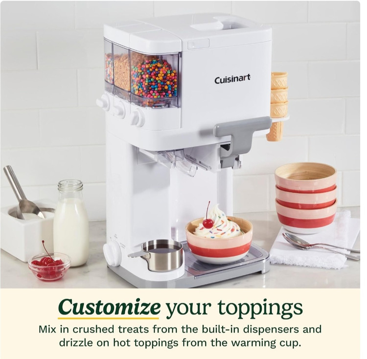 دستگاه بستنی سرو نرم Cuisinart- Mix It In برای تهیه بستنی یخ زده، سوربه، ژلاتو، نوشیدنی 1.5 کوارت، رنگ سفید، ICE-48 Cuisinart Soft Serve Ice Cream Machine- Mix It In Ice Cream Maker for Frozen Yogurt, Sorbet, Gelato, Drinks 1.5 Quart, White, ICE-48