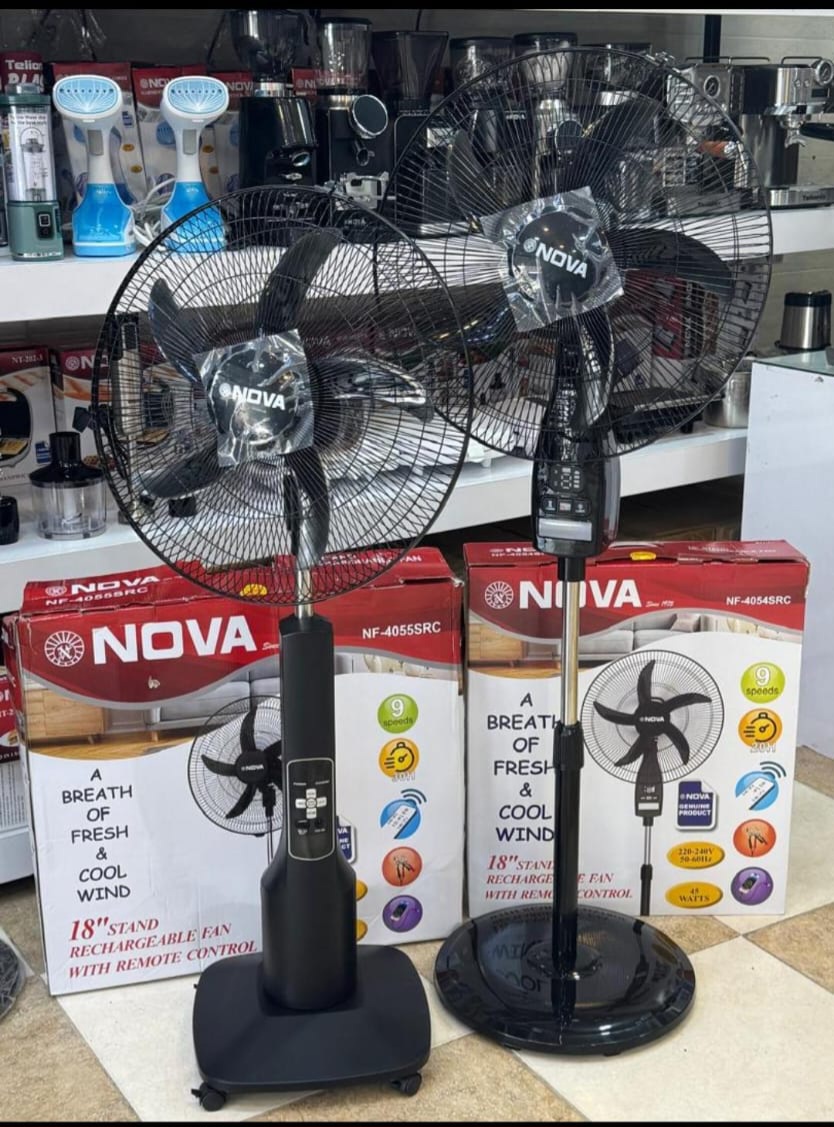 پنکه شارژی ایستاده NOVA 4055 با 9 سرعت و باتری قوی‌تر - اصلی